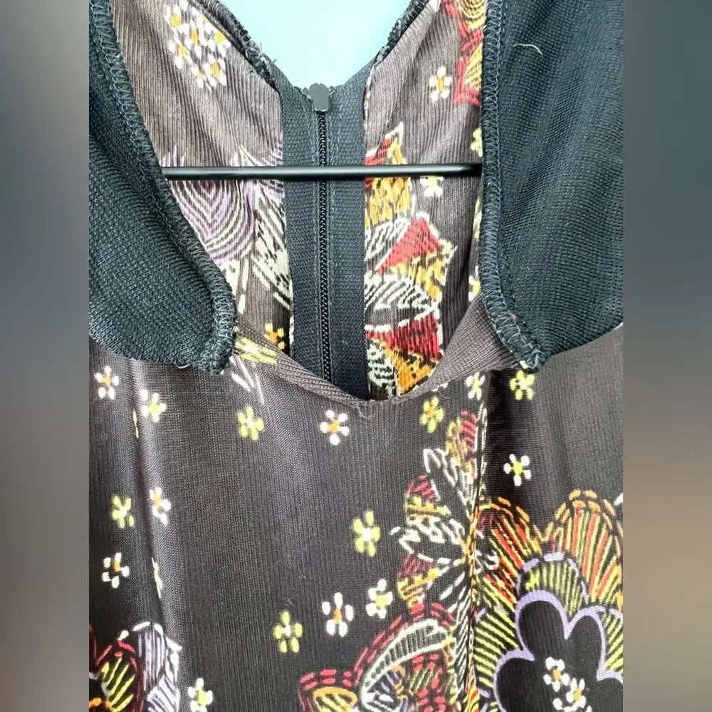 Vintage wide leg paisley jumpsuit 60s 70s brown Peter Pan collar S fall RARE - Picture 4 of 12